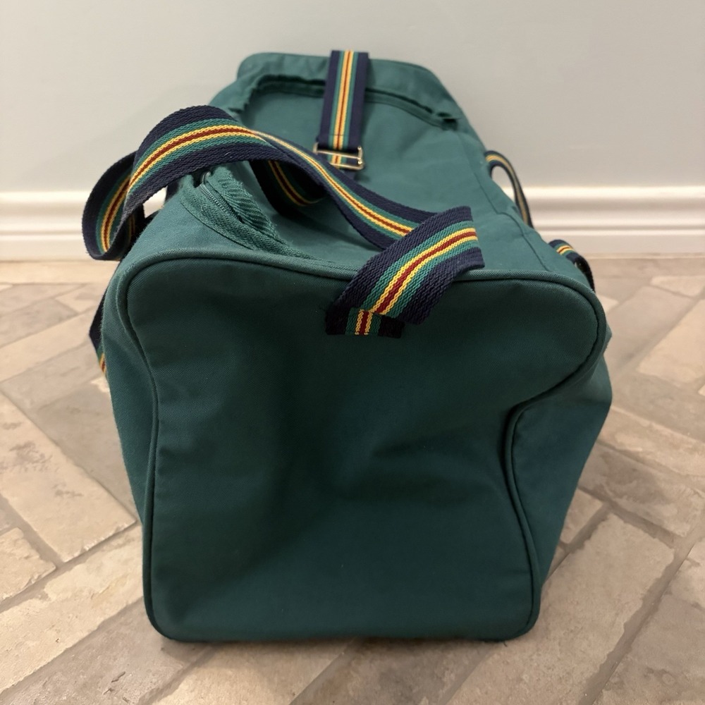 90s Ralph Lauren Polo Uni Green Canvas Weekender Carry On Gym Duffle Bag - Picture 4 of 10